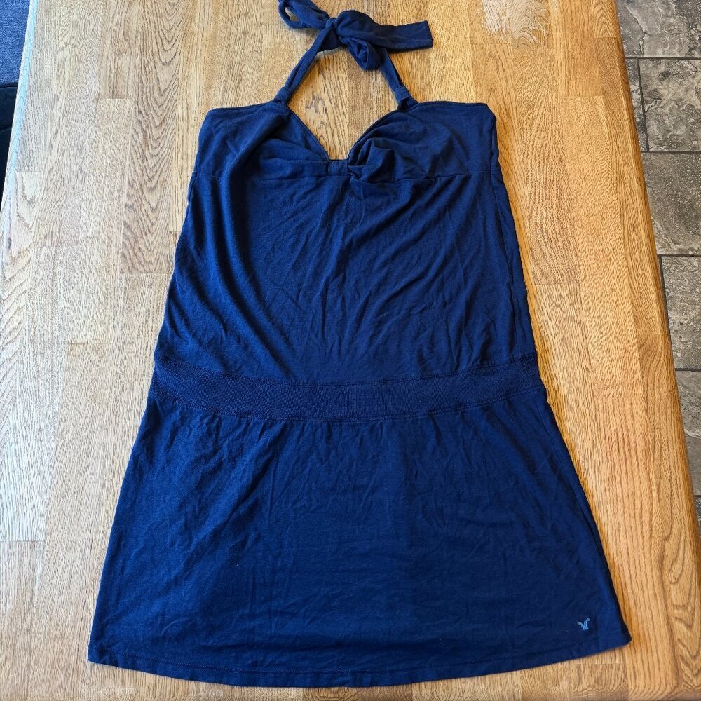 American Eagle Vintage Y2K Halter Dress Navy Blue Size XL